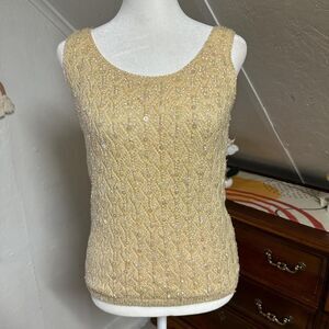 Vintage 60s Beaded Sweater Vest Sequin Hand Beaded by Cyn Les Wool Lined size 36
